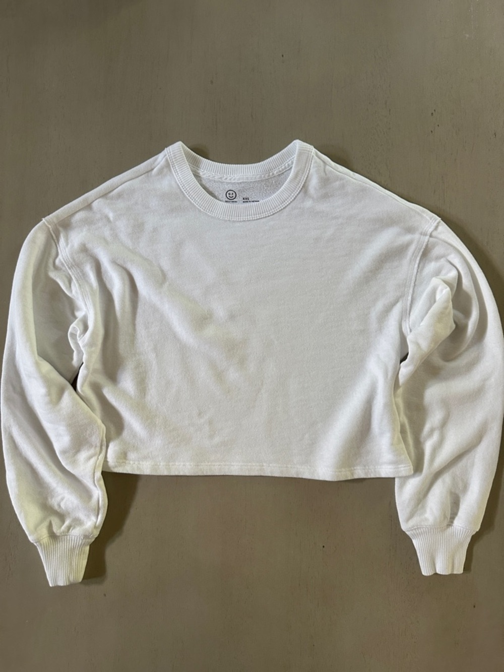 Gilly Hicks White Cropped Fleece Crewneck Sweatshirt - size XXS -Great Condition